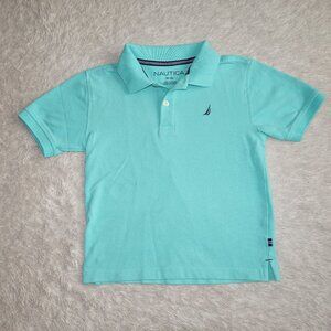 Boys Size 5 Nautica Solid Seafoam Green Polo Short Sleeve Shirt, Like New